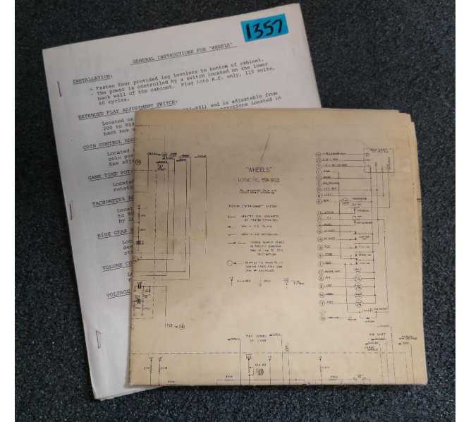 MIDWAY WHEELS Arcade Machine MANUAL & SCHEMATICS #1357 for sale