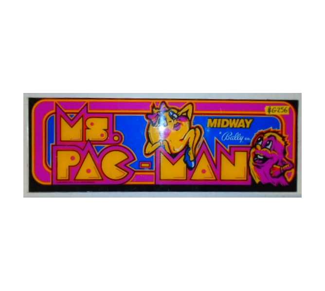 MS. PAC-MAN PACMAN Arcade Machine Game Overhead Header PLEXIGLASS #G256 for sale  