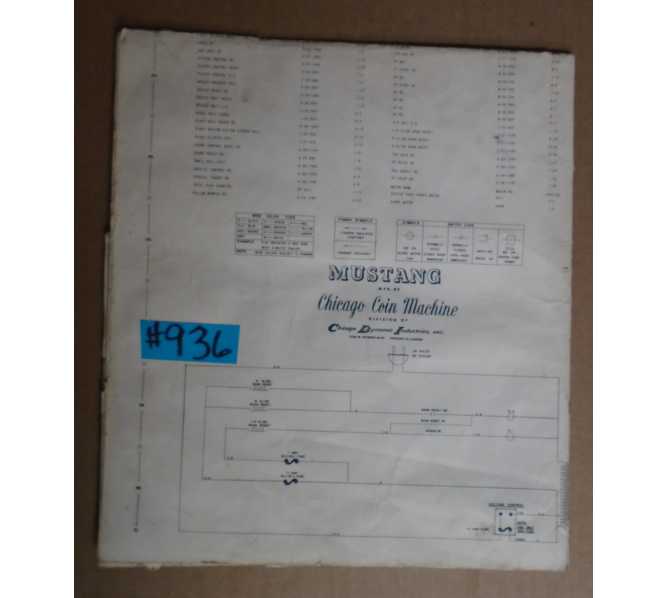MUSTANG Arcade Machine Game SCHEMATIC #936 for sale  