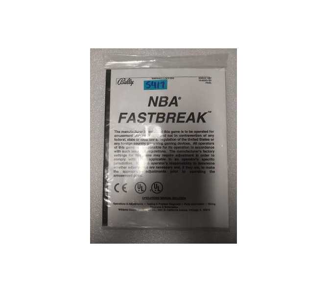 NBA FASTBREAK Pinball Machine OPERATIONS Manual #5417 for sale