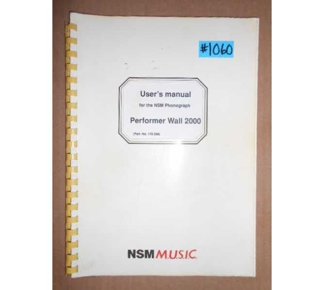 NSM PERFORMER WALL 2000 Jukebox USER'S MANUAL #1060 for sale 