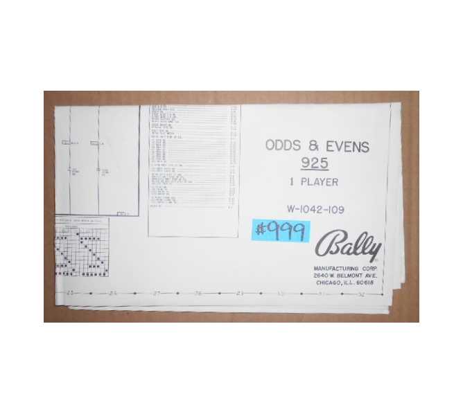ODDS & EVENS Pinball Machine Game SCHEMATIC #999 for sale  