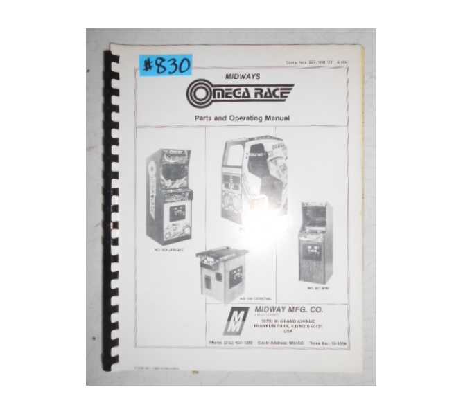 OMEGA RACE Arcade Machine Game PARTS and OPERATING MANUAL & SCHEMATICS #830 for sale 
