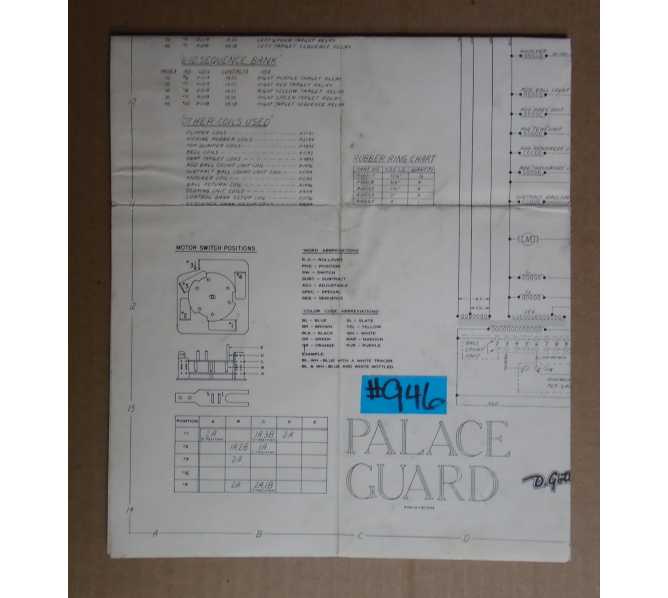 PALACE GUARD Pinball Machine Game SCHEMATIC #946 for sale   