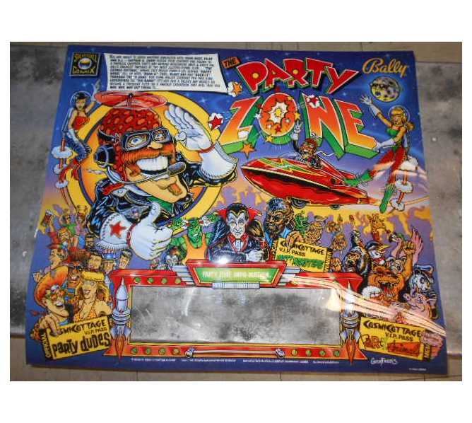 PARTY ZONE Pinball Machine Game Translite Backbox Artwork