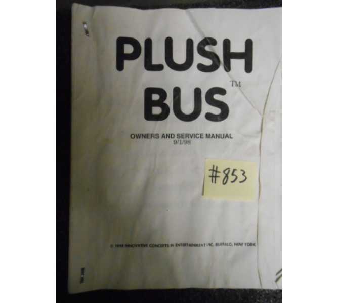 PLUSH BUS Arcade Machine Game OWNER'S AND SERVICE MANUAL #853 for sale  