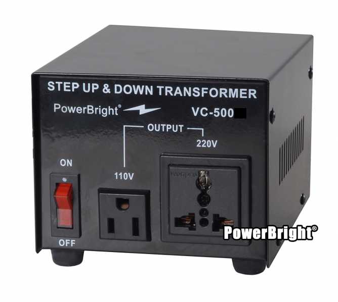 Power Bright VC500W Voltage Transformer 500 Watt Step Up/Down converter 110/120 Volt - 220/240 Volt for sale 