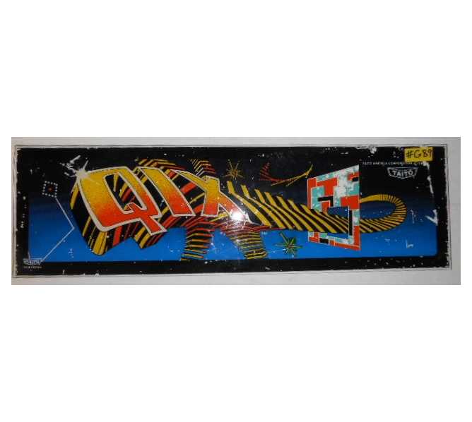 QIX Arcade Machine Game Overhead Header GLASS #G89 for sale by TAITO  