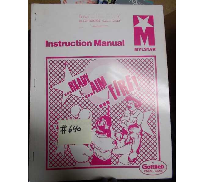 READY...AIM...FIRE! Pinball Machine Game Instruction Manual #640 for sale - GOTTLIEB 