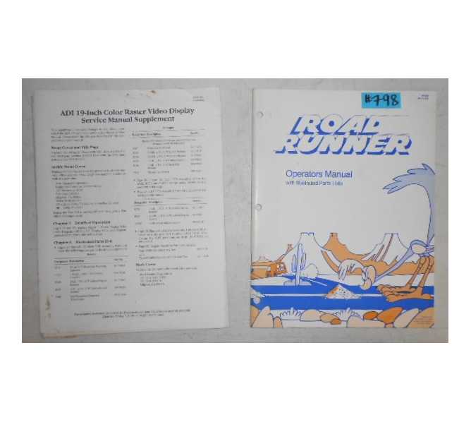 ROAD RUNNER Arcade Machine Game OPERATORS MANUAL with ILLUSTRATED PARTS LISTS, SCHEMATICS & MORE #798 for sale  