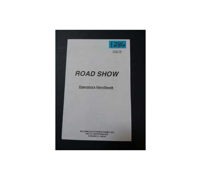 ROAD SHOW Pinball OPERATOR'S HANDBOOK #1286 for sale