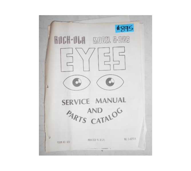 ROCK-OLA EYES MODEL G-206 Jukebox SERVICE MANUAL and PARTS CATALOG #895 for sale 