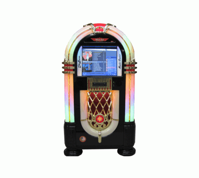 ROCK-OLA GLOSS BLACK Nostalgic Bubbler 19" Touchscreen Jukebox Music Center for sale 