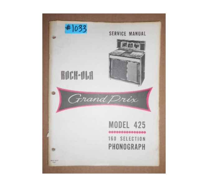 ROCK-OLA GRAND PRIX MODEL 425 Jukebox SERVICE MANUAL #1033 for sale  