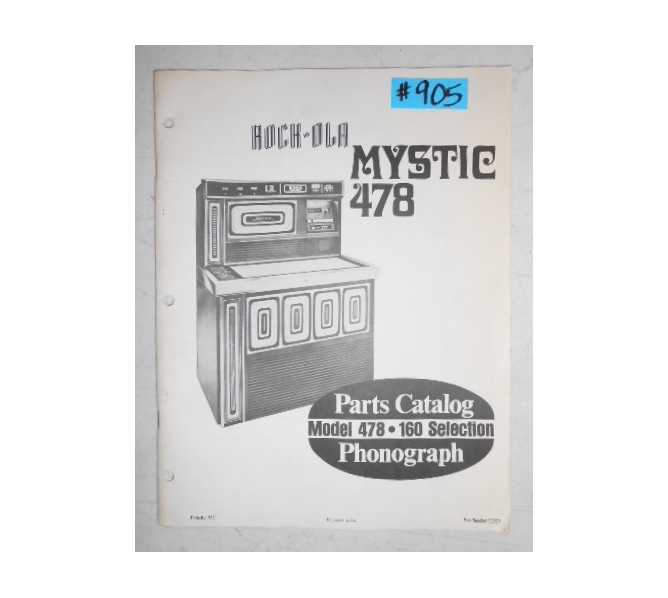 ROCK-OLA MYSTIC MODEL 478 Jukebox PARTS CATALOG #905 for sale  