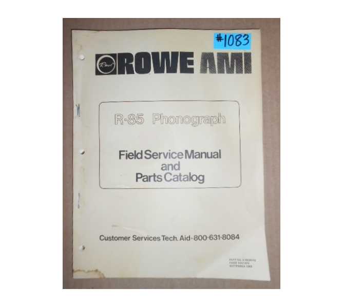 ROWE AMI R-85 Jukebox FIELD SERVICE MANUAL & PARTS CATALOG #1083 for sale 