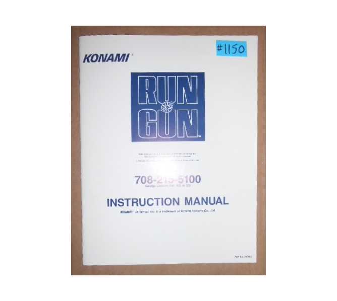 RUN and GUN Arcade Machine Game INSTRUCTION MANUAL #1150 for sale  