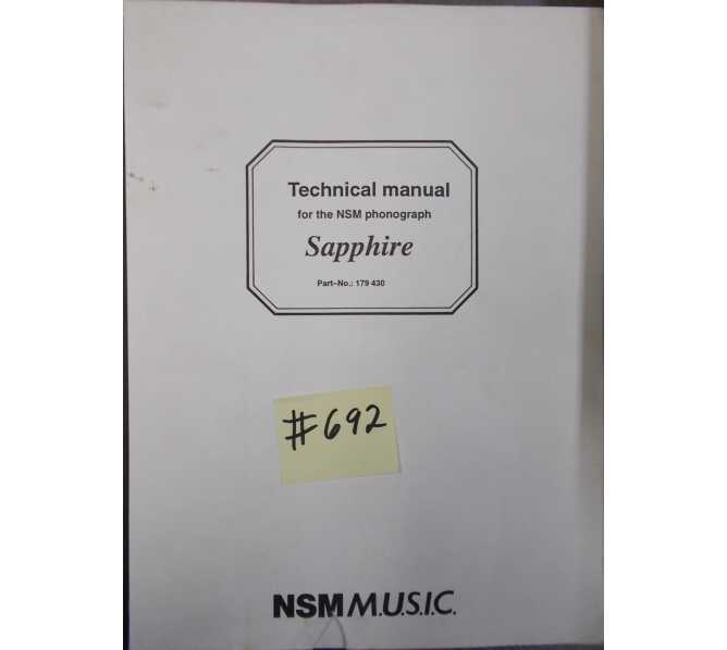 SAPPHIRE Jukebox Machine Technical Manual #692 for sale  