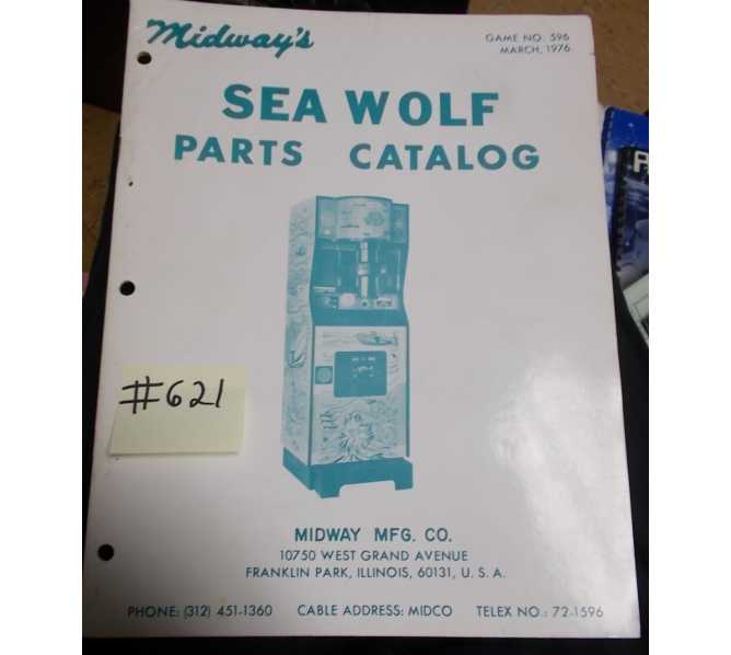 SEA WOLF Arcade Machine Game PARTS CATALOG #621 for sale  