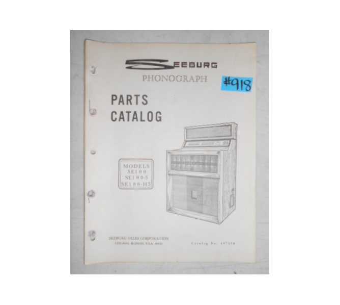 SEEBURG MODELS SE100 / SE100-5 / SE100-H5 Jukebox PARTS CATALOG #918 for sale  