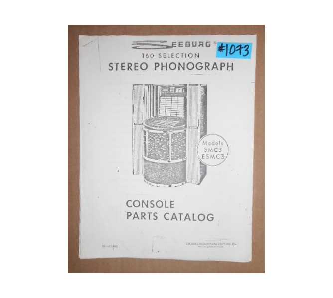 SEEBURG MODELS SMC3 / ESMC3 Jukebox CONSOLE PARTS CATALOG #1073 for sale 