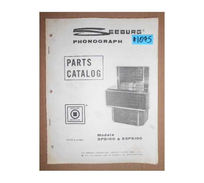 SEEBURG MODELS SPS160 / ESPS160 Jukebox PARTS CATALOG #1075 for sale 