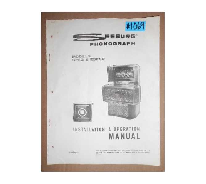 SEEBURG MODELS SPS2 & ESPS2 Jukebox INSTALLATION & OPERATION MANUAL #1069 for sale 