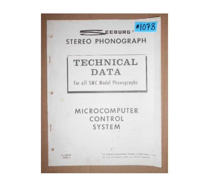 SEEBURG SMC Jukebox TECHNICAL DATA MANUAL #1078 for sale 