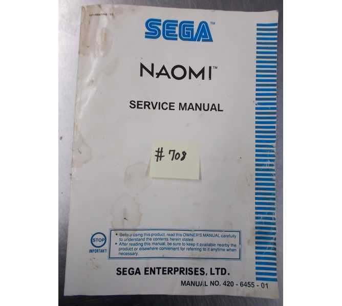 SEGA NAOMI Arcade Machine Game SERVICE MANUAL #708 for sale  