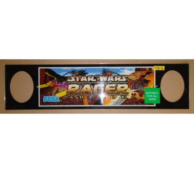 SEGA STAR WARS POD RACER Arcade Machine Game Overhead Header PLEXIGLASS #4316 for sale 