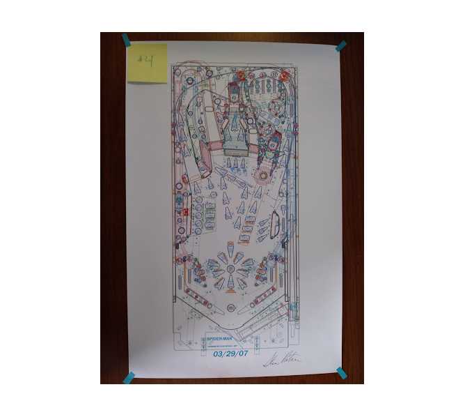 SPIDER-MAN Pinball Machine Game Autocad Blueprint Artwork Signed #4 for sale 