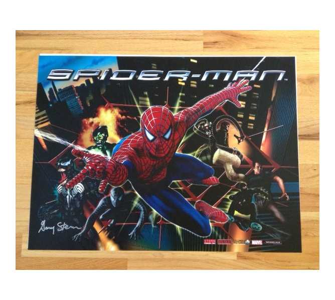 SPIDER-MAN Pinball Machine Game Translite Backbox Artwork for sale by Stern - signed by GARY STERN 