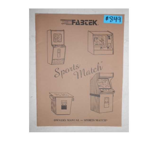 SPORTS MATCH Arcade Machine Game OWNER'S MANUAL #849 for sale 