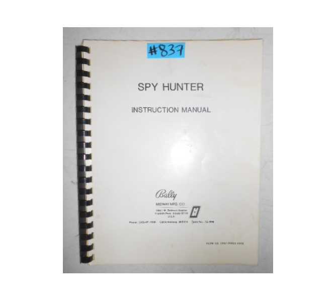 SPY HUNTER Arcade Machine Game INSTRUCTION MANUAL #837 for sale  