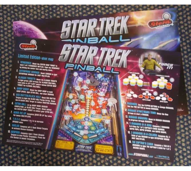 STAR TREK Pinball Machine Game Advertising Promotional 2-Sided Poster for sale - Lot of 2 by STERN