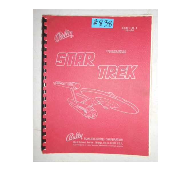 STAR TREK Pinball Machine Game MANUAL & SCHEMATICS #838 for sale 