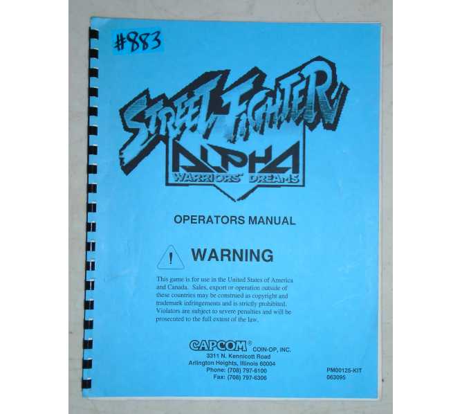 STREET FIGHTER ALPHA WARRIORS DREAMS Arcade Machine Game OPERATORS MANUALS #883 for sale  