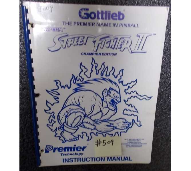 STREET FIGHTER II CHAMPION EDITION Pinball Machine Game Instruction Manual #509 for sale - GOTTLIEB  