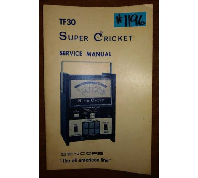 SUPER CRICKET Arcade Machine Game SERVICE MANUAL #1196 for sale 