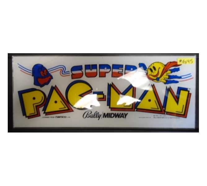 SUPER PAC-MAN PACMAN Arcade Machine Game Overhead Marquee Header #G45 for sale 