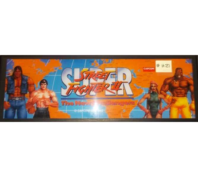 SUPER STREET FIGHTER II THE NEW CHALLENGERS Arcade Machine Game Overhead Header for sale by CAPCOM 