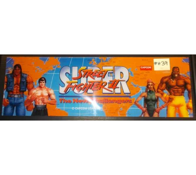 SUPER STREET FIGHTER II THE NEW CHALLENGERS Arcade Machine Game Overhead Header for sale by CAPCOM  