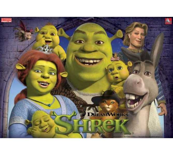  Stern Shrek Pinball Machine Game Translite Backbox Artwork #830-52A5-00 - Signed by Gary Stern!