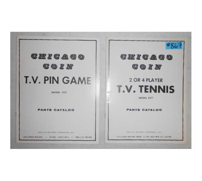 T.V. PIN GAME & T.V. TENNIS Arcade Machine Game PARTS CATALOGS #867 for sale  