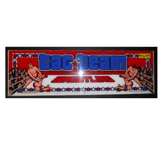 TAG-TEAM WRESTLING Arcade Machine Game Overhead Header Marquee #G59 for sale by DATA EAST  