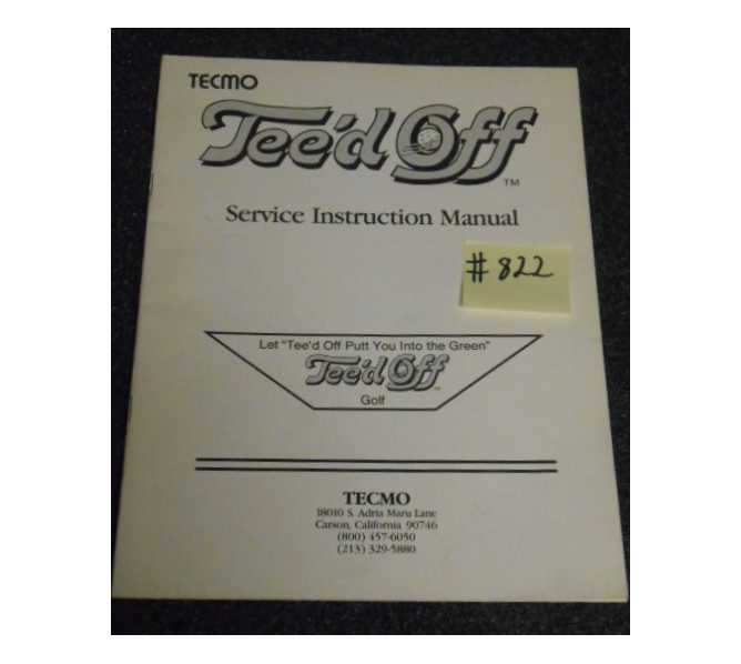 TEE'D OFF Arcade Machine Game SERVICE INSTRUCTION MANUAL #822 for sale 