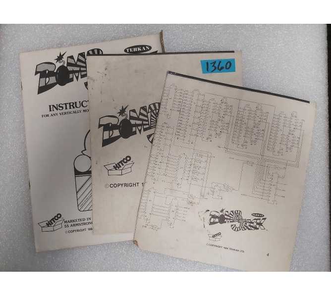 TEHKAN BOMBJACK Arcade Machine SCHEMATICS #1360 for sale 