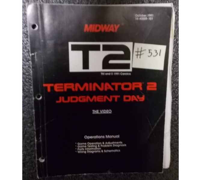 TERMINATOR 2 JUDGEMENT DAY Pinball Machine Game Operations Manual #531 for sale 