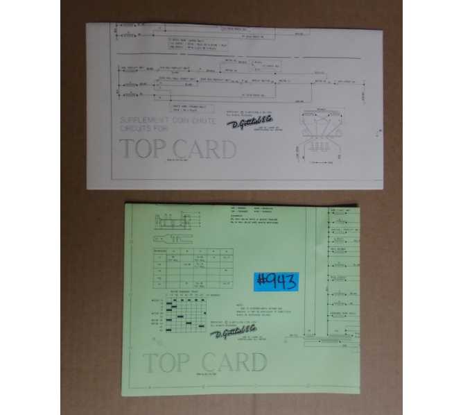 TOP CARD Pinball Machine Game SCHEMATIC & COIN CHUTE SUPPLEMENT #943 for sale  