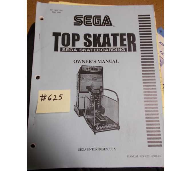TOP SKATER Arcade Machine Game OWNER'S MANUAL #625 for sale 